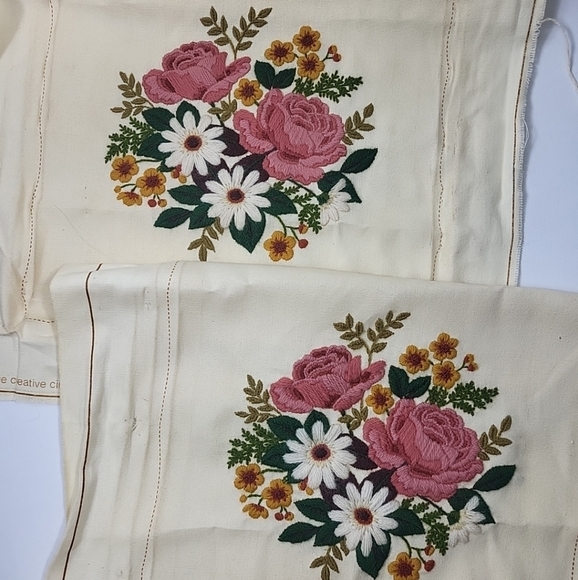 Other - Handmade Embroidered Floral Wall Hanging Cottagecore 13" Square